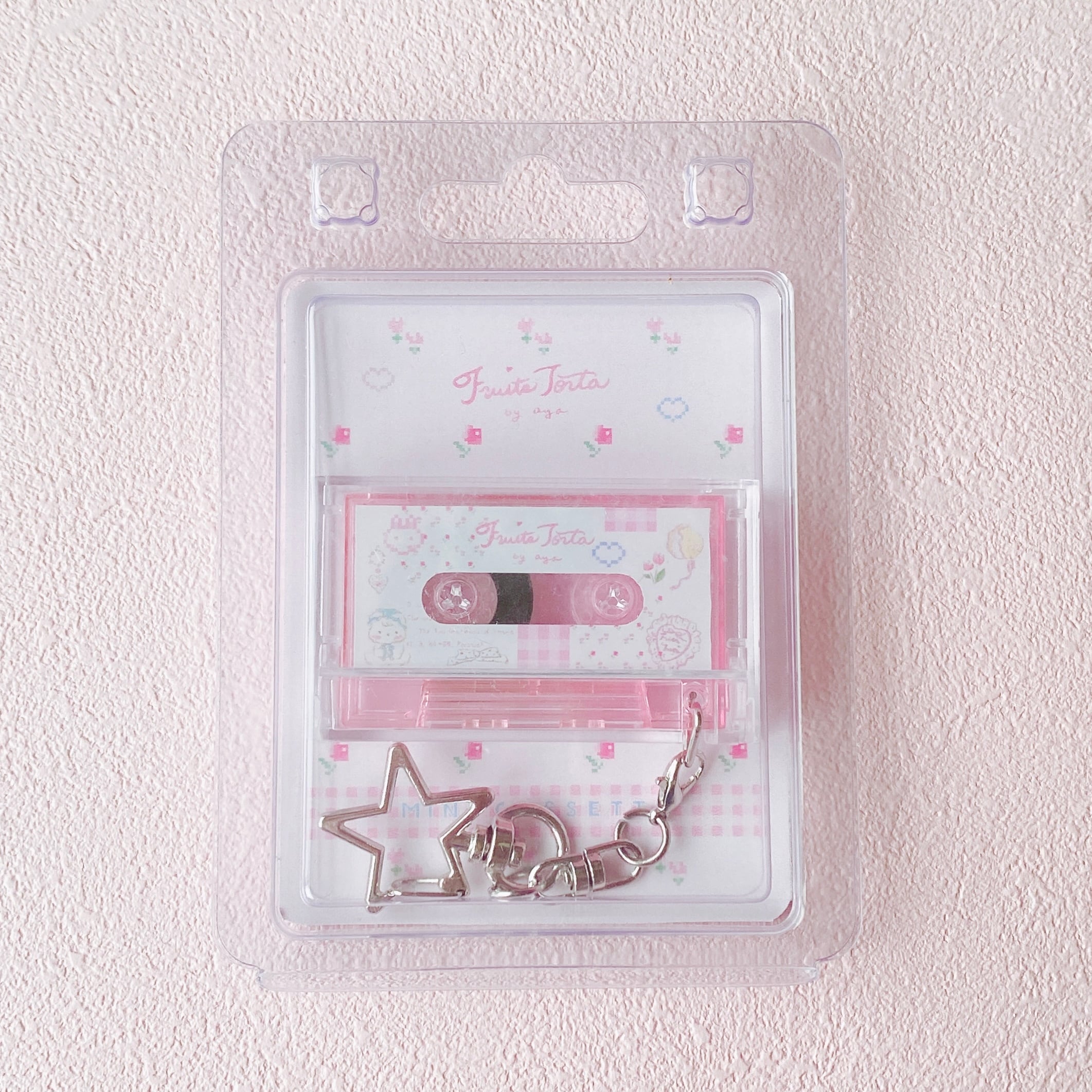 音楽再生ミニカセット꙳いちごゼリーPinkキーホルダー
