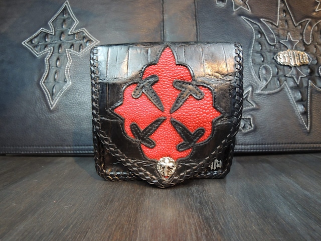 STEELO スティーロ Pouch Bag No3 Crocodile Fleur-de-lis