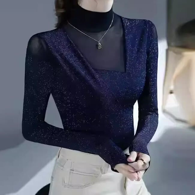 ドレープ ロングスリーブ ラメ ダンスカットソー ds1101