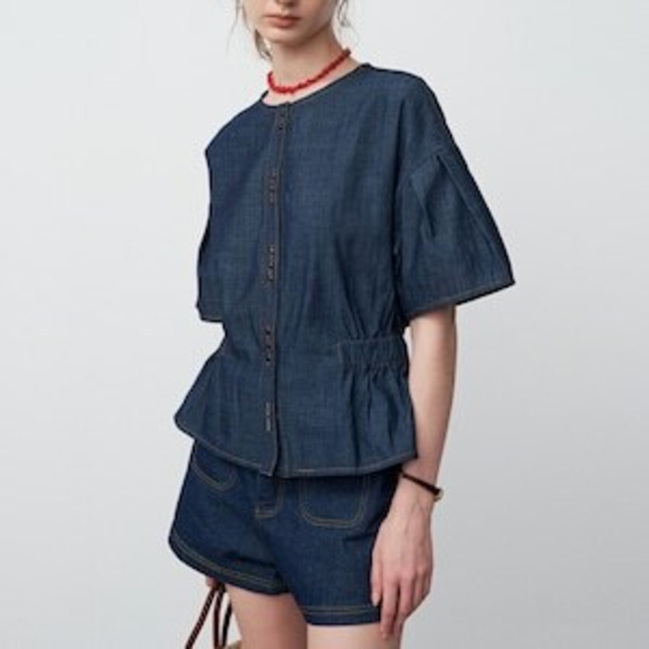 【SET】Lace Collar Blouse × Flare Wide Pants Set T6166