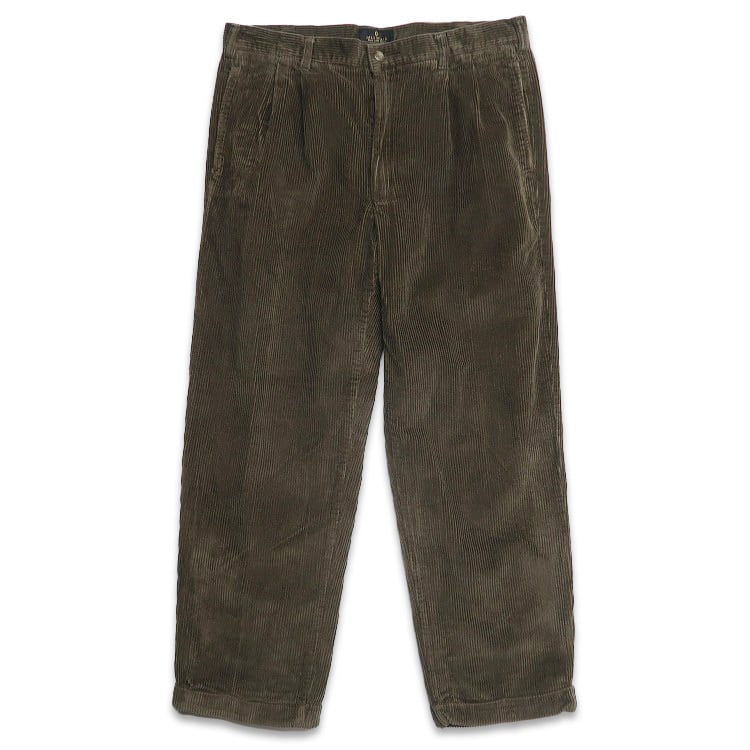 古着 太畝 コーデュロイパンツ ツータック ブラウン サイズ表記：35