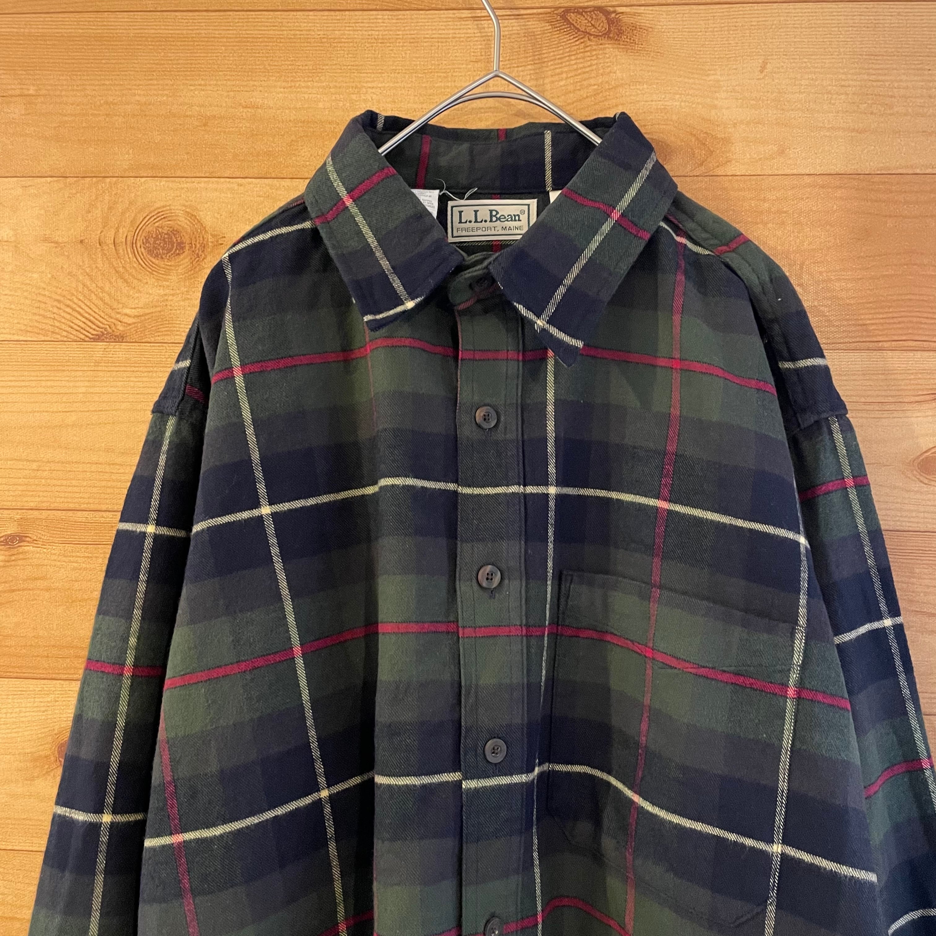 70s 80s L.L.Bean ダウンシャツ　ネイビー　L エルエルビーン