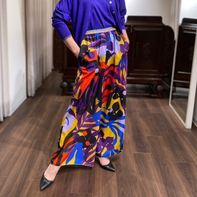 print wide pants purple/mix