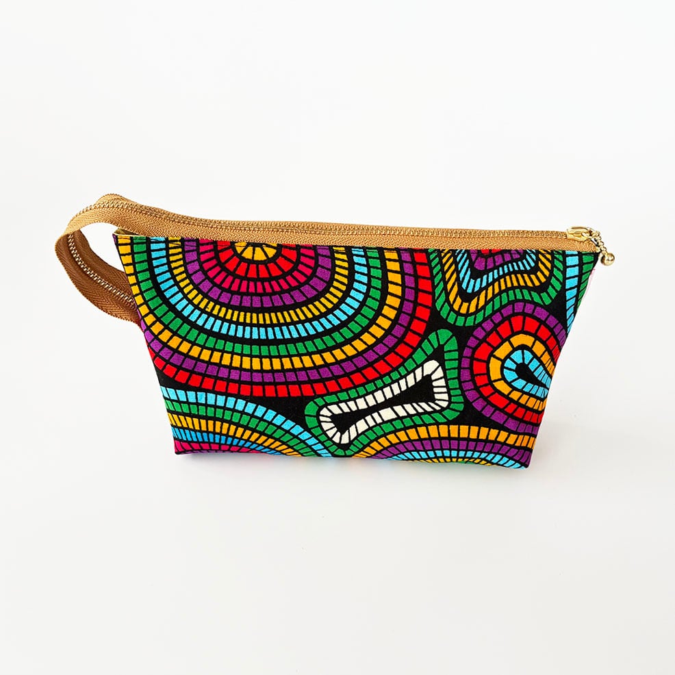 アフリカンプリント デイリーマルチポーチ モザイク・サークルガーデン コスメ ガジェット デイリー おしゃれ 収納