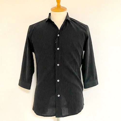 Tencel Narrow Collar 7/S Shirts　Black