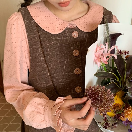 刺繍リボンスカラップヘムドットブラウス ・79149