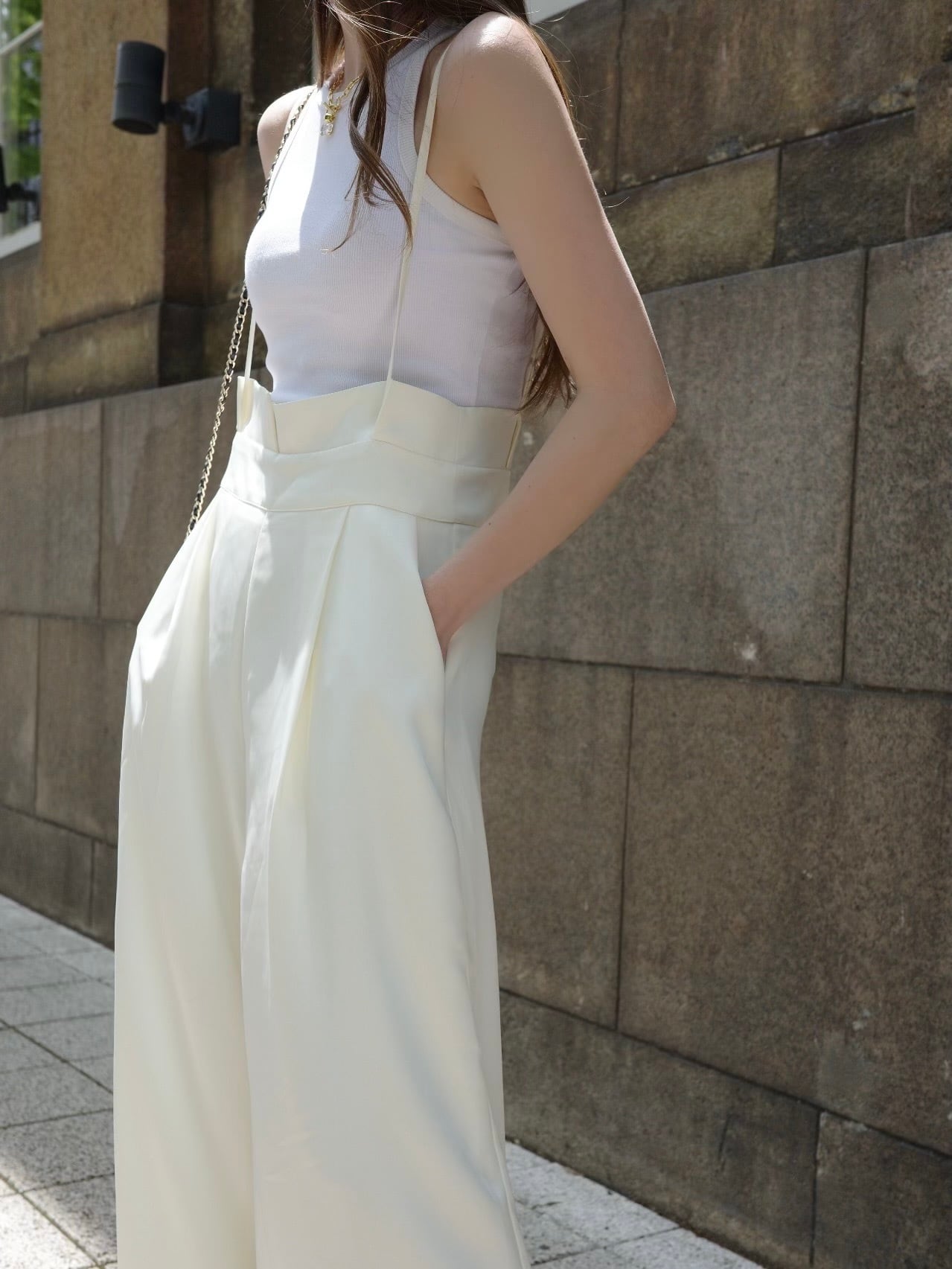 サロペット・オーバーオール・オールインワン moripon Satin salopette ivory Satin salopette / ivory （即納商品） | moripon.