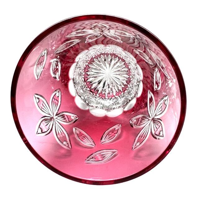 江戸切子 クリスタルガラス ロックグラス 桜（金赤） | 江戸切子