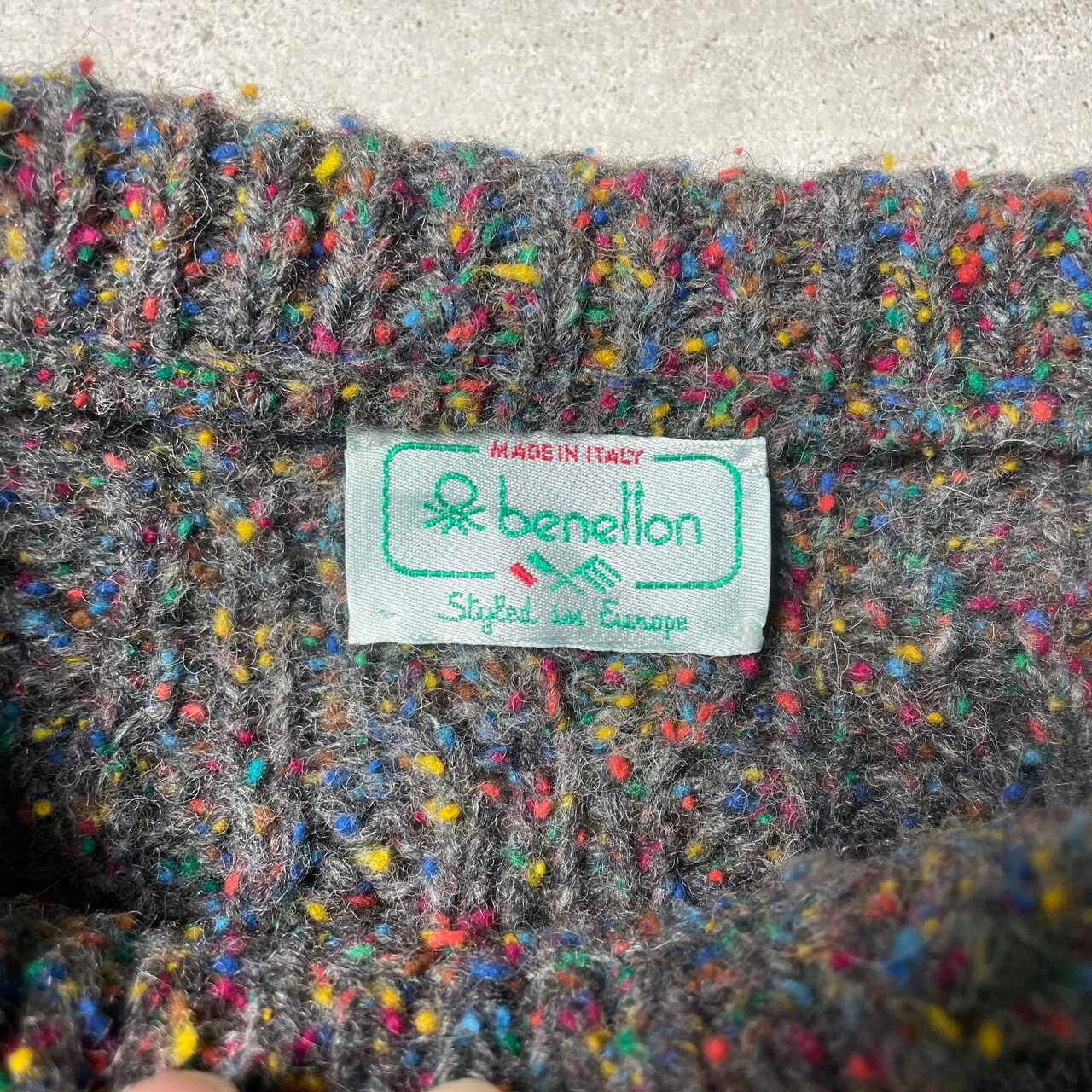 90年代 イタリア製 Benetton ベネトン ニットセーター ウール×ナイロン 