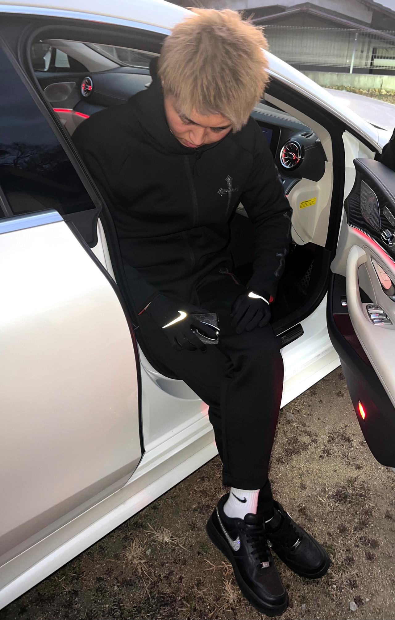 Cross Sweat Pants Black【BS25-002】