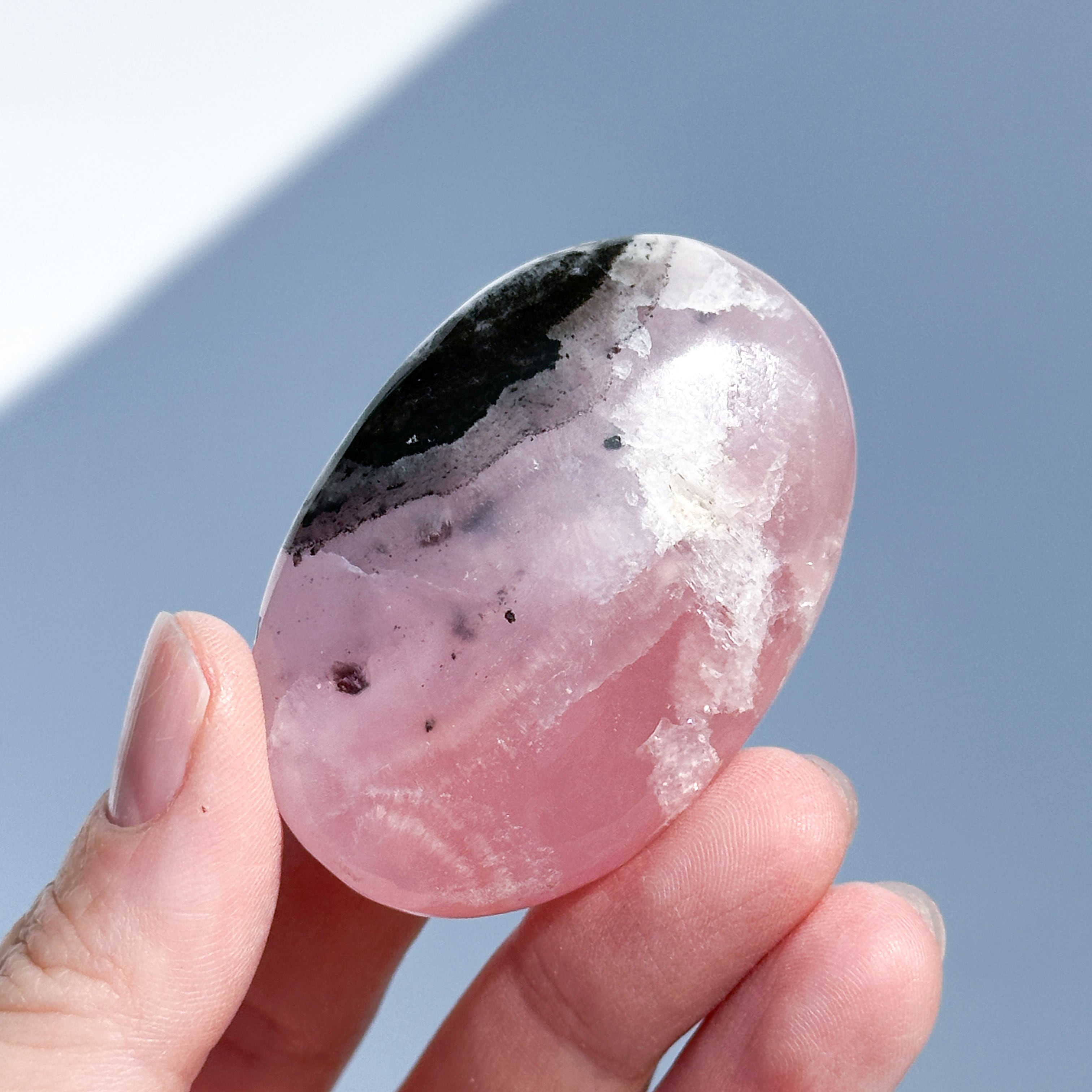 ピンクアラゴナイト パームストーン 72◇Pink Aragonite Palm Stone◇天然石・鉱物・パワーストーン