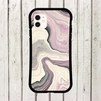 受注生産 iPhoneケース ラベンダーとグレーの流線マーブル｜マーブルアート PABS084C