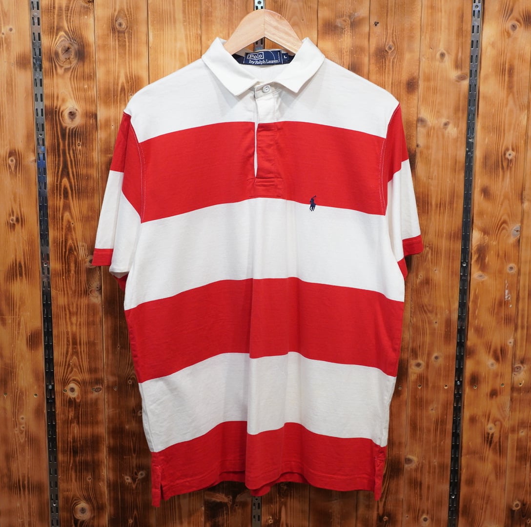 90s ralphlauren ボーダー ラガーシャツ L/ラルフローレン