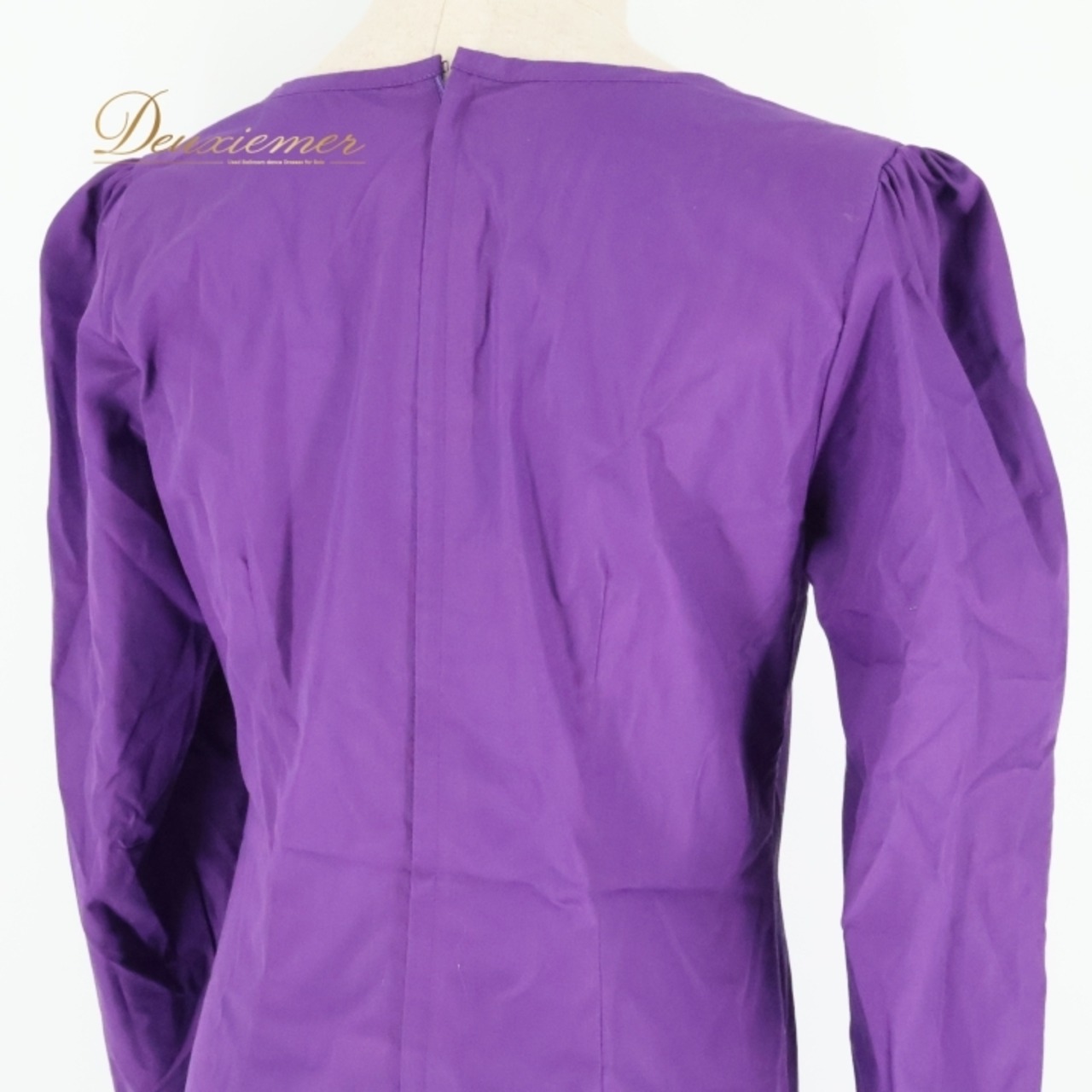 フラダンス 衣装 ワンピース ドレス パープル系 ワンカラー 無地 長袖 フリル シンプル 華やか 鮮やか きれい 上品 かわいい 大人っぽい 紫 ハワイアン アロハ ハワイアンプリント フラ ダンス レッスン 練習 ダンスウエア 美しい 色鮮やか