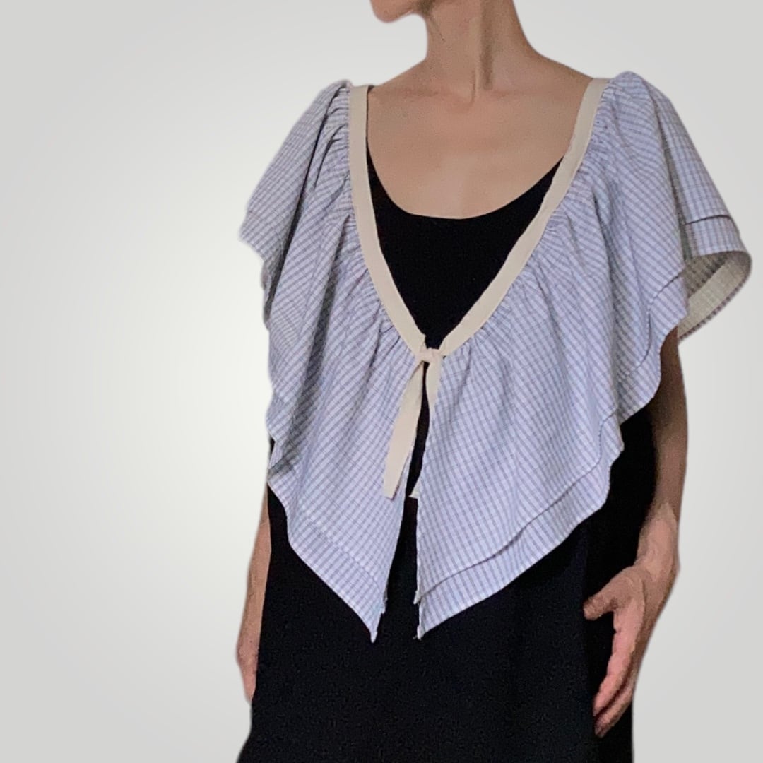 ZOZOTTE/tuke-eri/つけ襟 2段フリルVネックタイプ/チェック柄