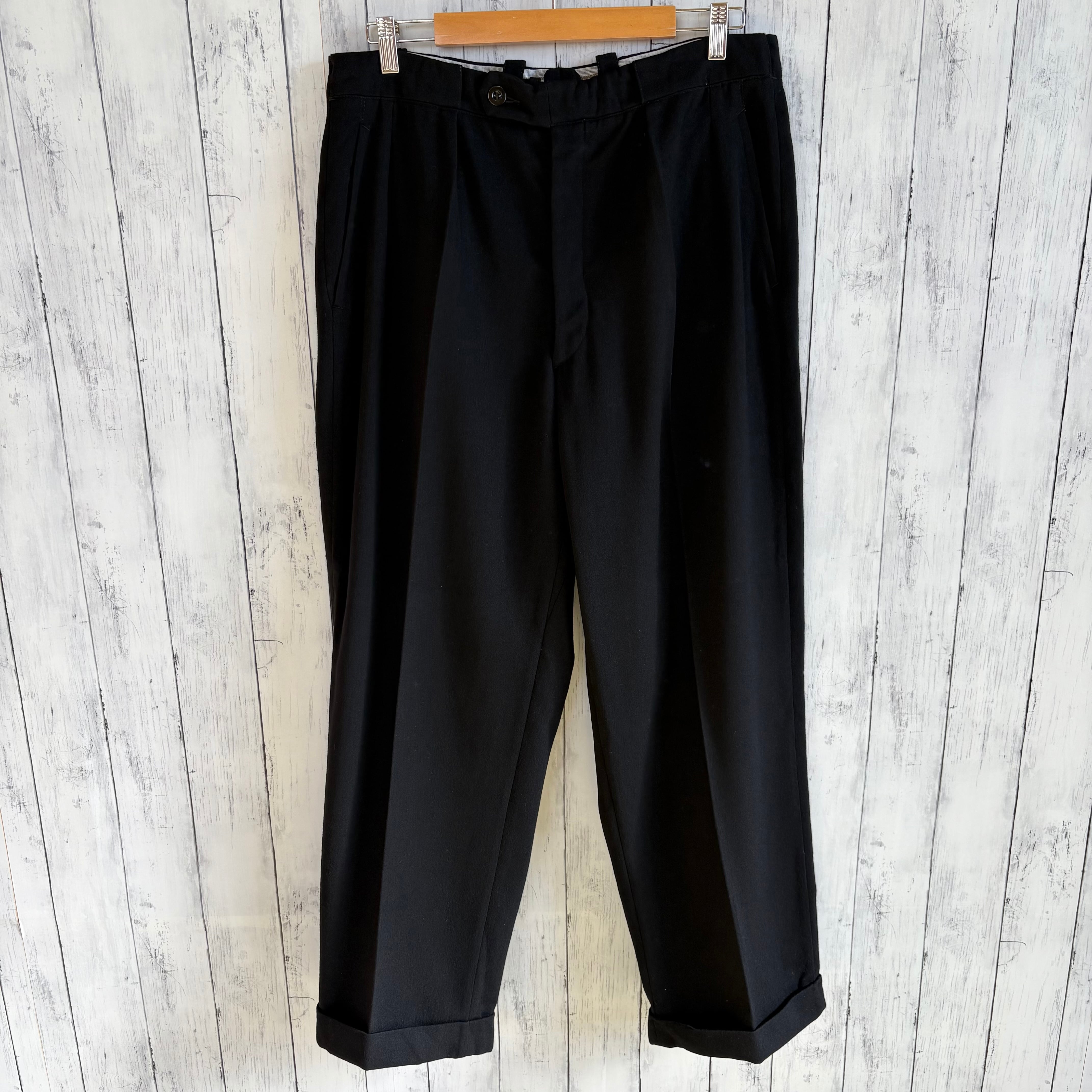 希少 50s 60s vintage ユーロ製 ネイビー ウール ワイドパンツ 50〜60s ヴィンテージ ユーロ ウールパンツ ワイドスラックス ドレス