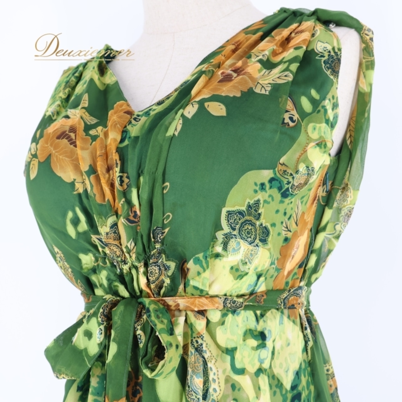 社交ダンス 衣装 ジャンティ gentil ワンピース ドレス 花柄 軽い 薄い パーティドレス 発表会 綺麗 上品 緑 カーキ グリーン系 発表会衣装 フレアスカート  フラワープリント サイドスリット 大人可愛い バースデーパーティー 軽やか おしゃれカジュアル 女性用ドレス ふんわり揺れる スタイリッシュ