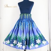 フラダンス 衣装 パウスカート パープル系 フラ ダンス レッスン シングル アロハ 花柄 ハワイアン 練習 華やか 紫 白 緑 ハワイアンプリント スカート ふんわり ホワイト系 グリーン系