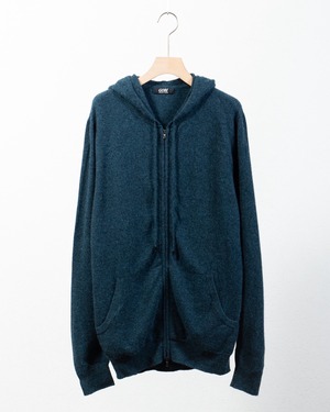 zip-up cashmere knit hoodie