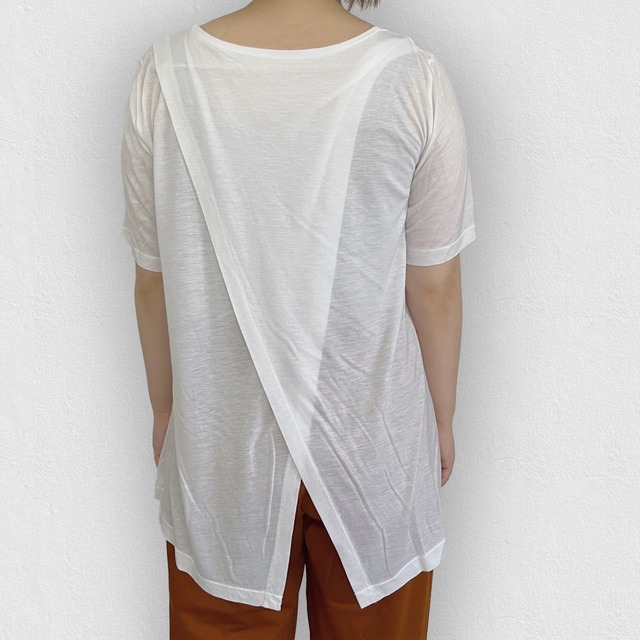 【テンセル100%】肌触り◎ 個性光る バックレイヤーTシャツ｜ホワイト｜画像2