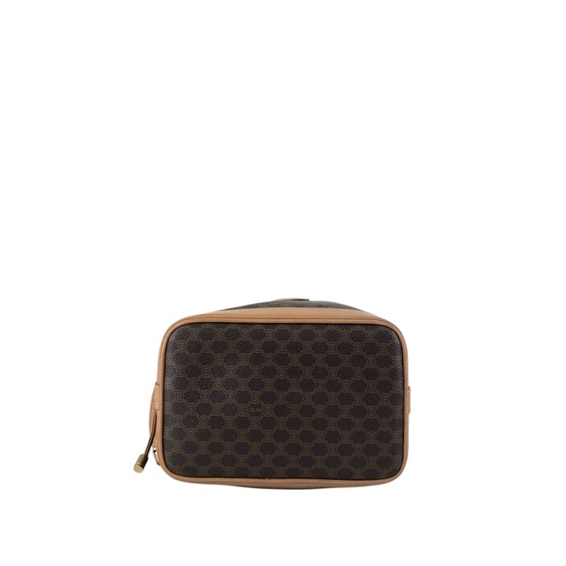 CELINE セリーヌ マカダム ショルダーバッグ ブラウン ブラゾン型押し PVC レザー 巾着 vintage ヴィンテージ オールド 3mevbd