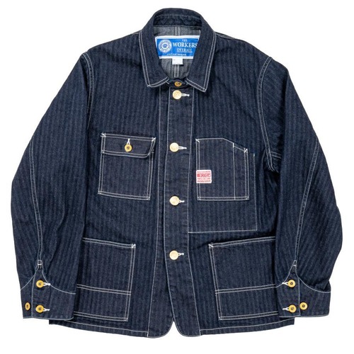 WORKERS(ワーカーズ)Deluxe Railroad Jacket, 12 oz, Grey Back Indigo Herringbone