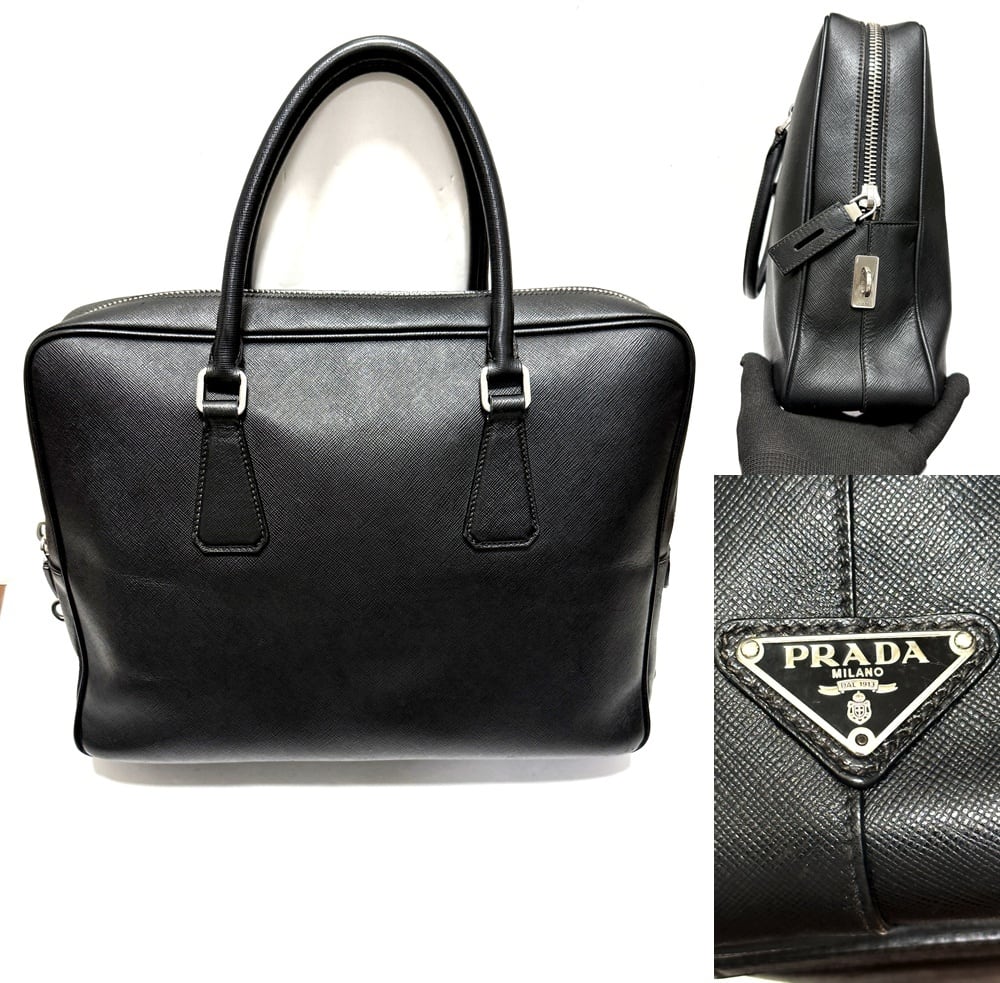 PRADA プラダ サフィアーノレザー ブリーフ ケース トライアングル