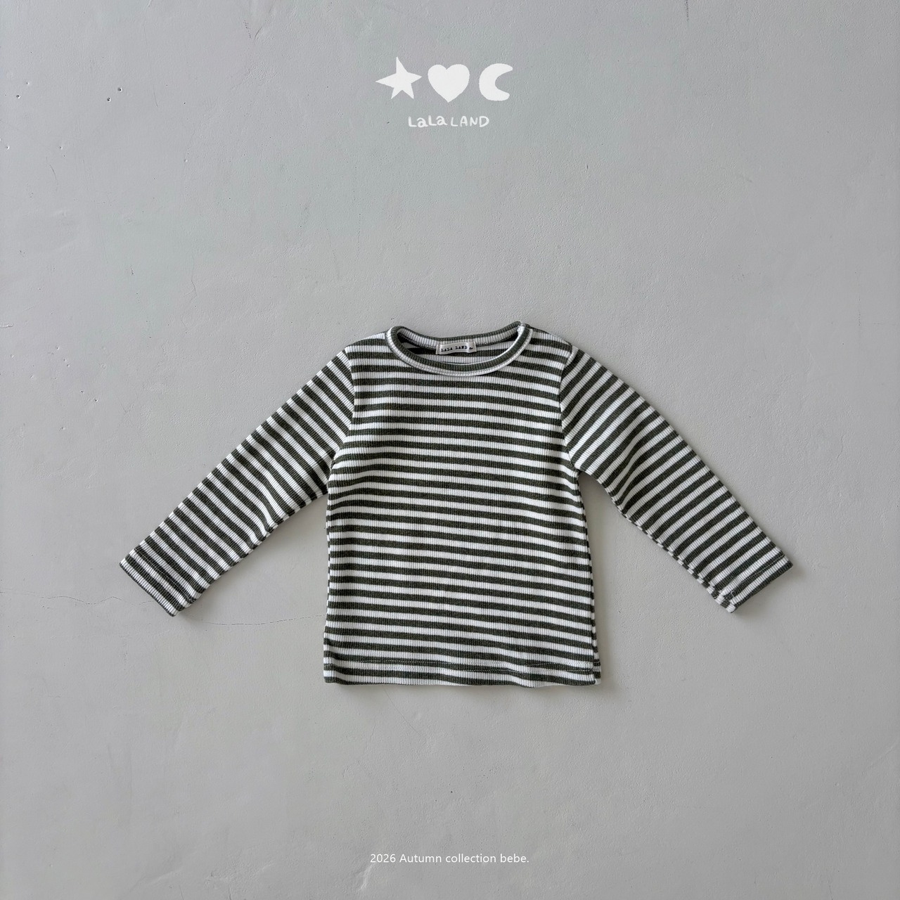 韓国子供服 / LALALAND / 26Autumn / ベベ ストライプ もちもちTシャツ / 秋服 / ベビー *6M~18M*