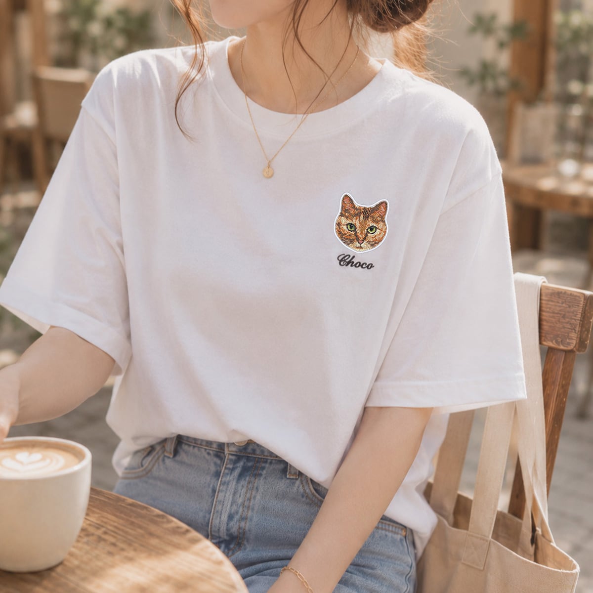 うちの子刺繍Tシャツ】ペットの写真から作るリアル刺繍｜名入れ無料