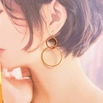 2連フープピアス【ゴールド×オレンジ】