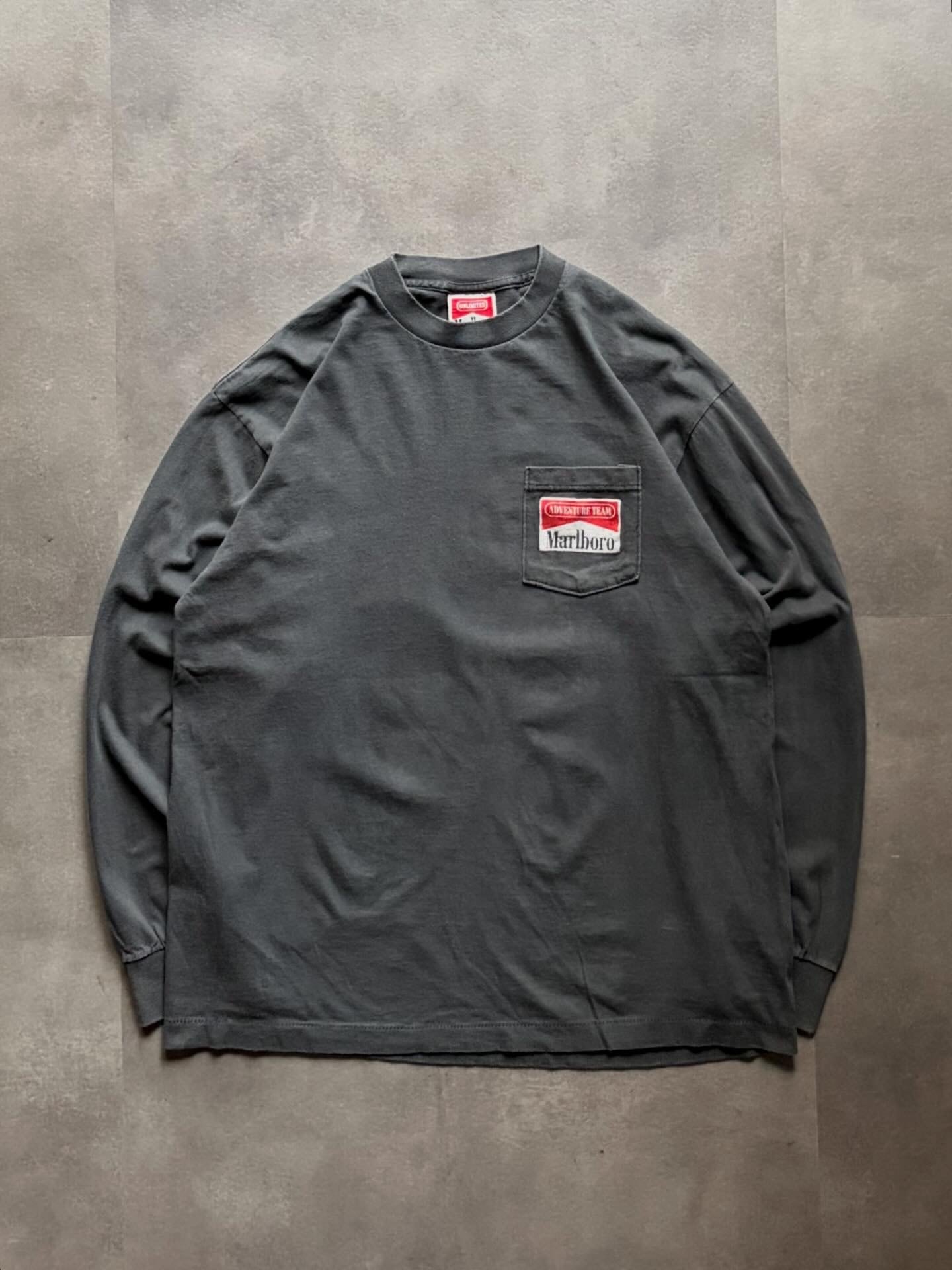 Marlboro マルボロ ロンT 長袖Tシャツ L ブラック USA製 ポケット付き
