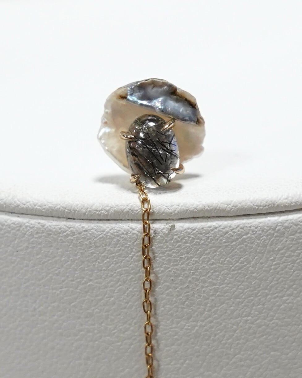 (SV)Thalatta pierced(Black Rutile Quartz)