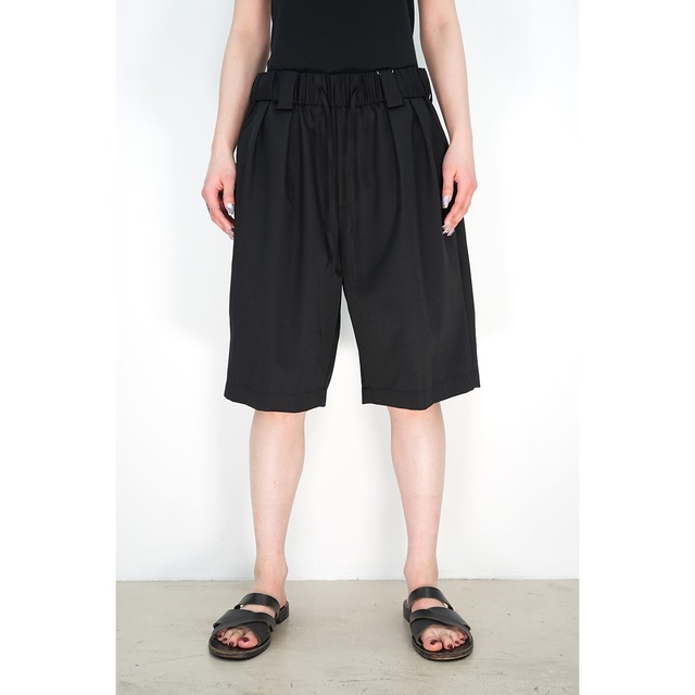 [Blanc YM] (ブランワイエム) BL-23S-WEHT Wide Easy Half Trousers (black)