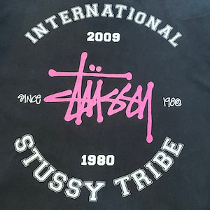 【STUSSY】バックプリント アーチロゴ Tシャツ international stussy tribe ドクロ ワンポイント ステューシー Lサイズ US古着 アメリカ古着