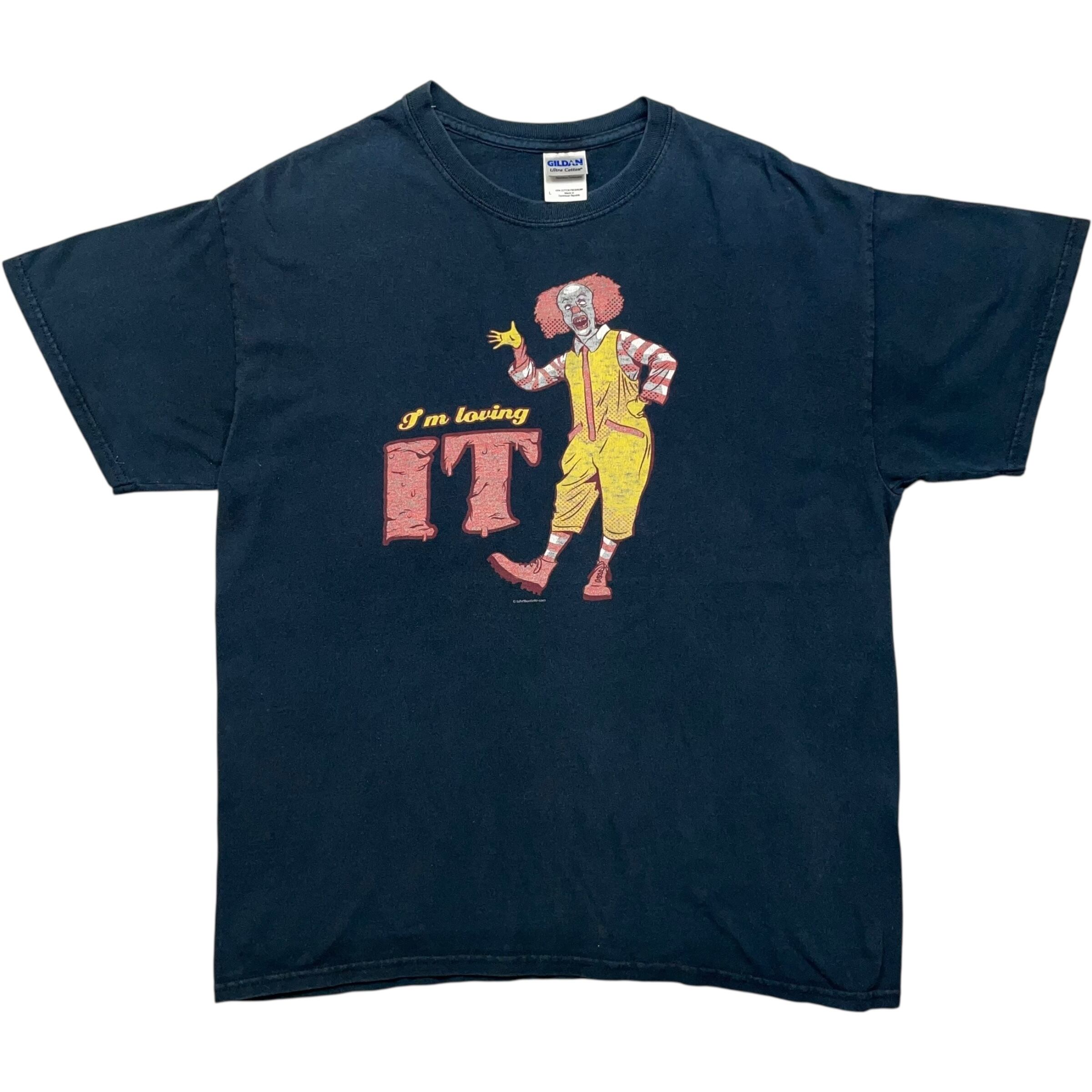 《L》GILDAN ギルダン Tシャツ フロントプリント IT マクドナルド パロディ ブラック no.8519