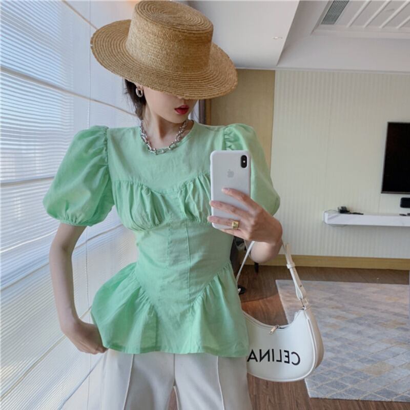 シャツ サマーウェストブラウス レディース レース 夏物 レースアップ ハンチェンe46220445160