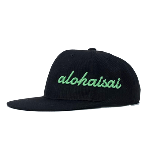 alohaisai フラットバイザー cap ブラック×シーサイドブルー