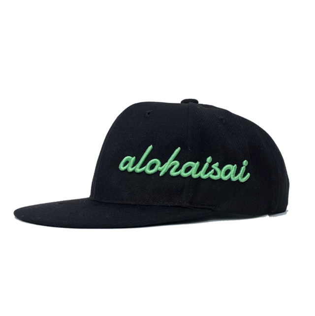 alohaisai フラットバイザー cap ブラック×シーサイドブルー