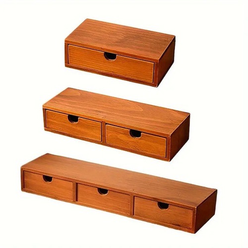 小物収納棚 小物収納ケース 木製 ３グリット デスク収納 収納ケース 引き出し レトロ おしゃれ 北欧