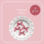 ”即納"Gingham Ribbon 4pcs set [10mm]: ギンガムチェック 赤 レッド リボン
