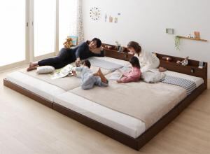 棚・照明・コンセント付ロング丈連結ベッド ボンネルコイルマットレス付き ワイドK230 ロング丈