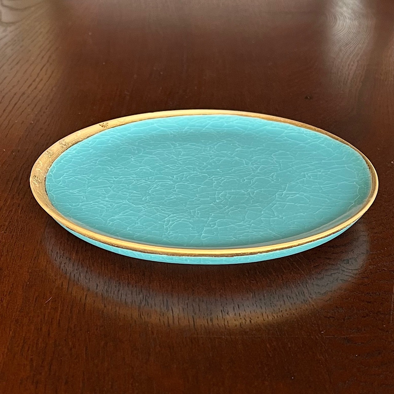 亀甲貫入金三島６寸皿 blue