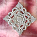 ブロックプリント生地【50cm単位】インド綿 ストライプ柄 白×赤 #41010-RD1