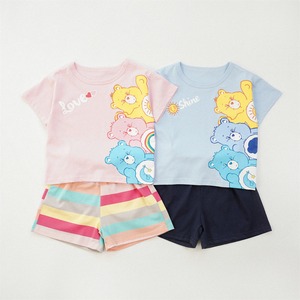 ベビー＆キッズ　韓国風  夏新作 半袖 レインボーベア プリント Tシャツセット