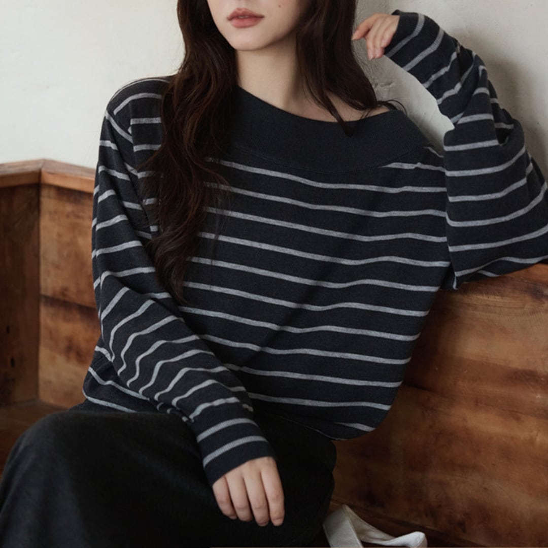 relaxed fit striped knit top