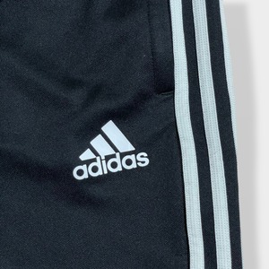 【adidas】トラックパンツ TRACK PANTS サッカー フットサル ジャージパンツ ジャージ下 裾チャック パフォーマンスロゴ プリント スリーストライプ CLIMACOOL アディダス 黒 US古着