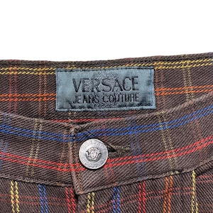 vintage VERSACE JEANS COUTURE plaid pattern color denim pants