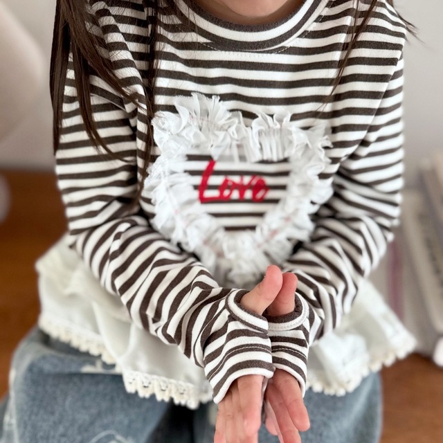 «予約»«ジュニアサイズあり»«poisson» ハートボーダーカットソー 2colors