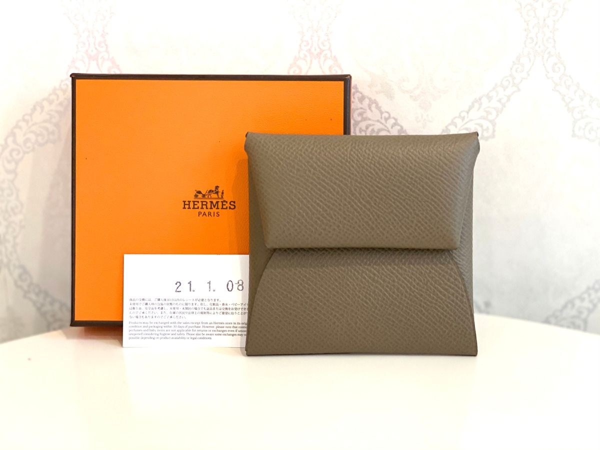 ◇エルメス◇ヴォーエプソン/カルヴィ/カードケース/エトゥープ/刻印Y  