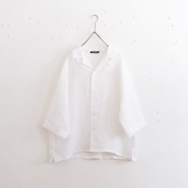 middle sleeve 2way open collar shirt／light weight linen〈breach white〉